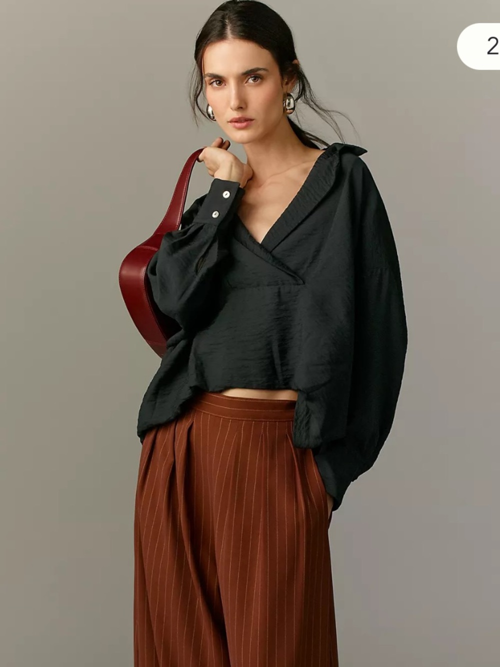 By Anthropologie The Dylon Long-Sleeve Wide-Placket Pullover Blouse Top Size L